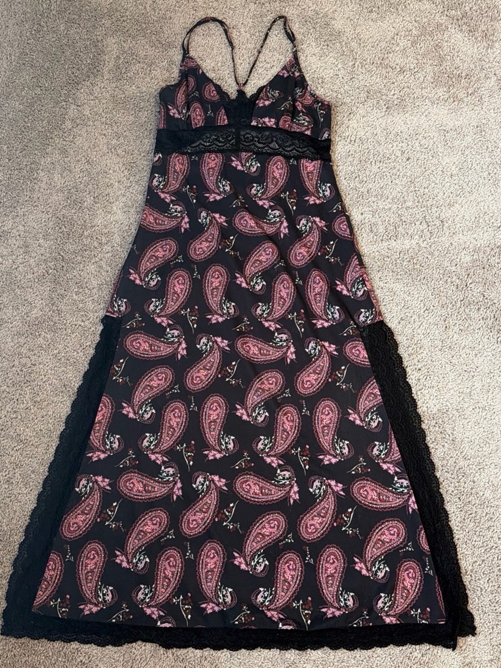 Cider Black Maxi Dress with Pink Paisley Print